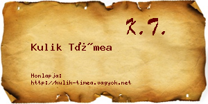 Kulik Tímea névjegykártya
